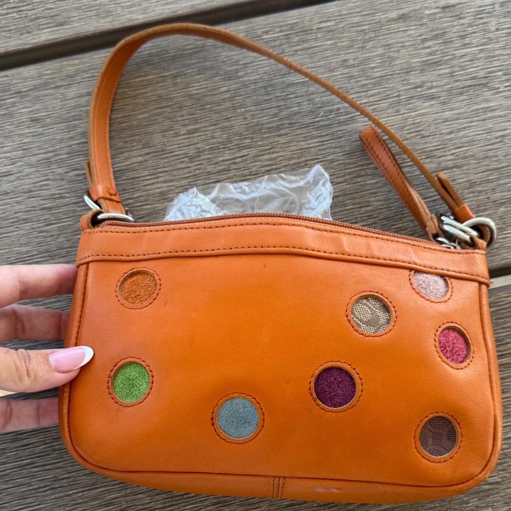 Vintage coach Leather Polka Dot Shoulder Bag in orange